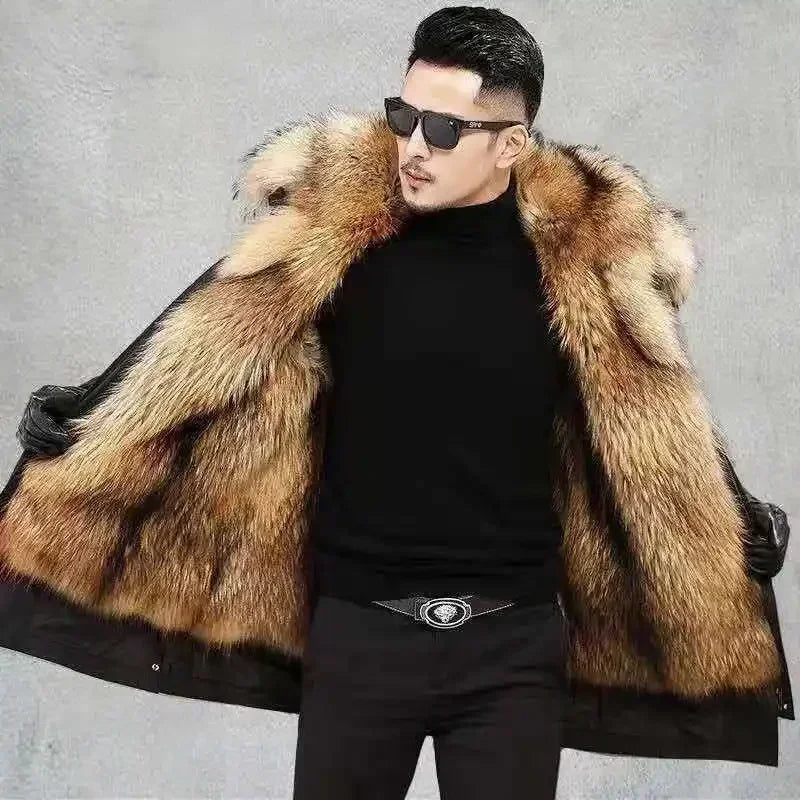2024 New Casual Winter Men's Down Jacket Fox Fur Men's Coat Coat Men Clothing Coat Winter Jackets Mens Jacket Men Jacket