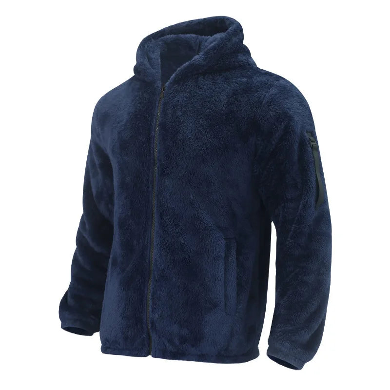 Men's Winter Jacket Warm Loose Casual Fleece Soft Fabric Velvet Skin Friendly Solid Streetwear Fashion Jackets Coats for Men