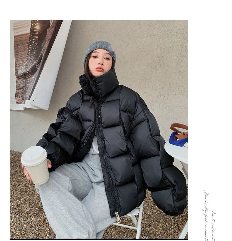 Winter Jackets for Women 2025 Thick Warm Loose Fashion Quilted Jacket Women Interchange Design High Street Green Winter Coat