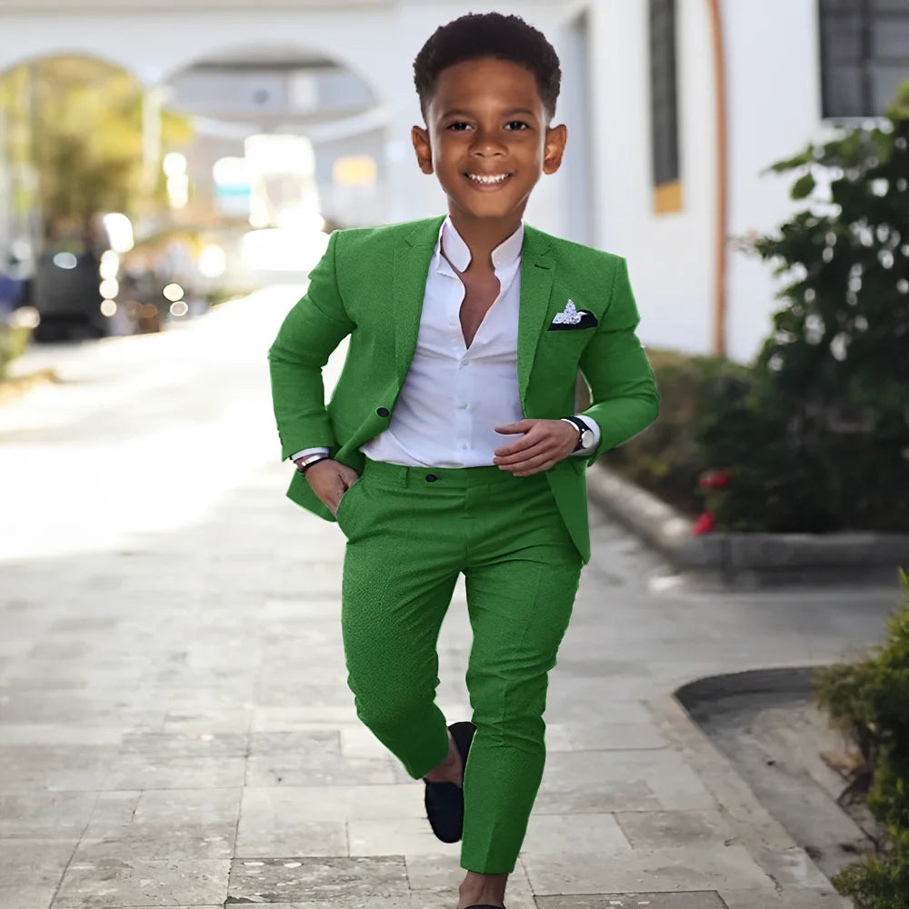 Summer Linen Boys Suit 2 Piece Set Peak Lapel Jacket Pants Wedding Tuxedo Kids High Quality Custom Outfit