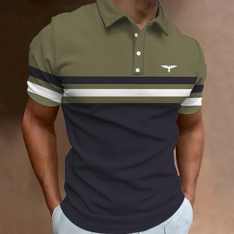Summer Men Clothes Spell Color Short Sleeve Polo Shirt Men Casual Sport Lapel Tops Polo Shirt Men Polyester Quick Drying Polo .