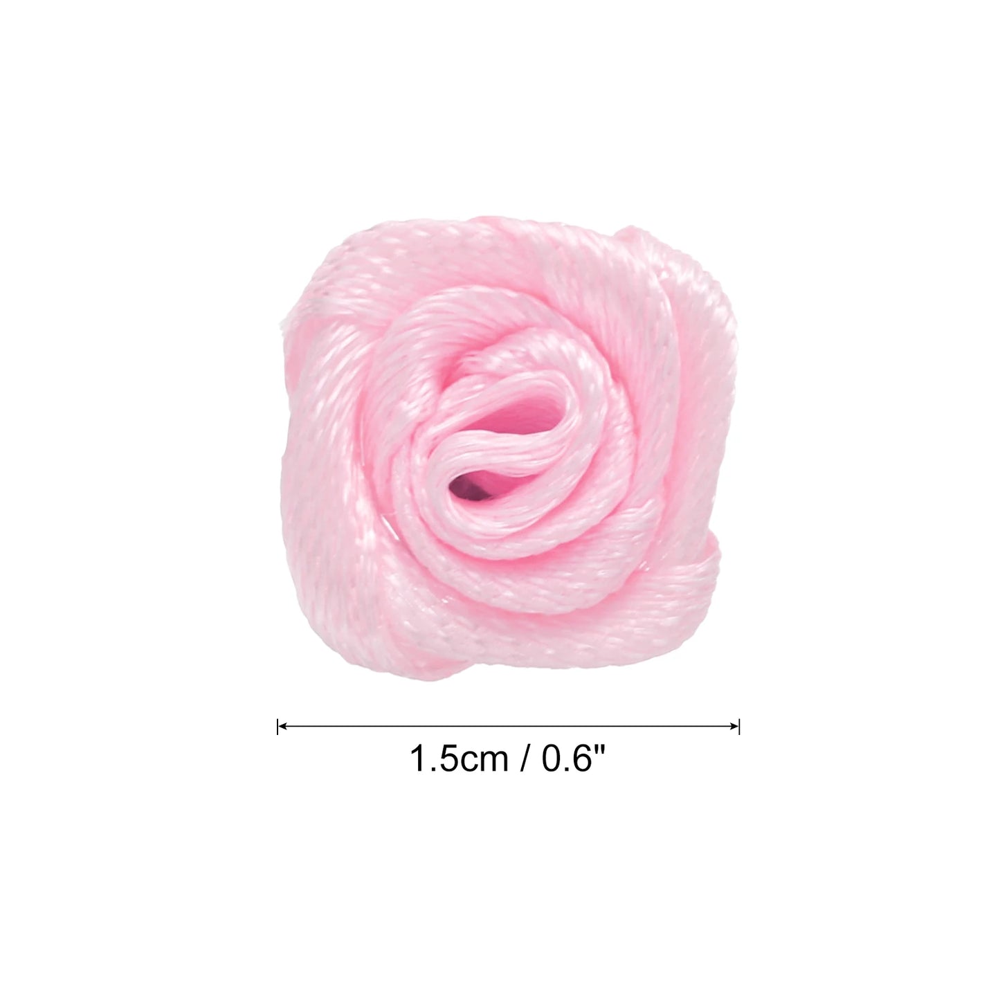 100Pcs 1.5cm Mini Satin Ribbon Roses Handmade Rolled Rosette Flower for DIY Crafting Accessories Sewing Wrapping Decoration