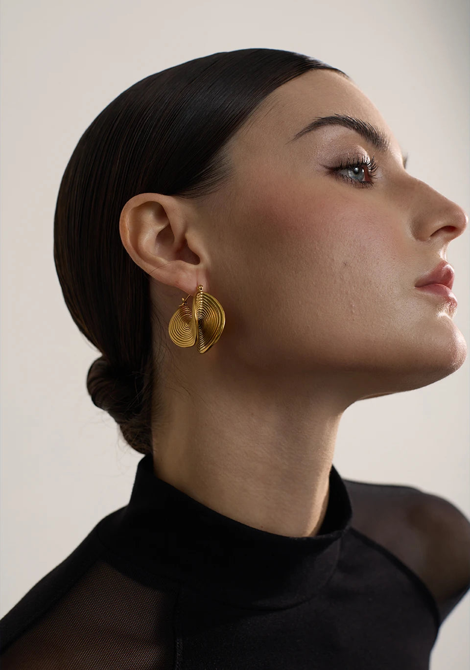 Yhpup Stylish Unique Stainless Steel Geometric Statement Waterproof Earrings Creative Metal Gold Color Temperament Jewelry Women
