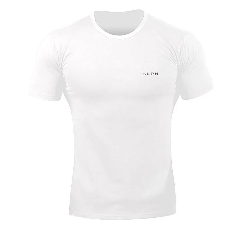 Men's Summer Skinny Short Sleeve Casual T-Shirt Male Gym Fitness Sport Running Workout Tight Tee Cotton Tops Sweatshirt Clothing