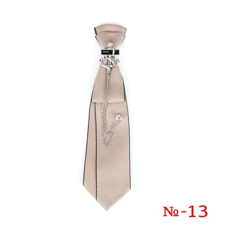 Retro Fabric Ribbon Rhinestone Black Bow Tie Collar Bowkont Cravat School Girl Boys Gifts for Women Clothing Jewelry Accessories