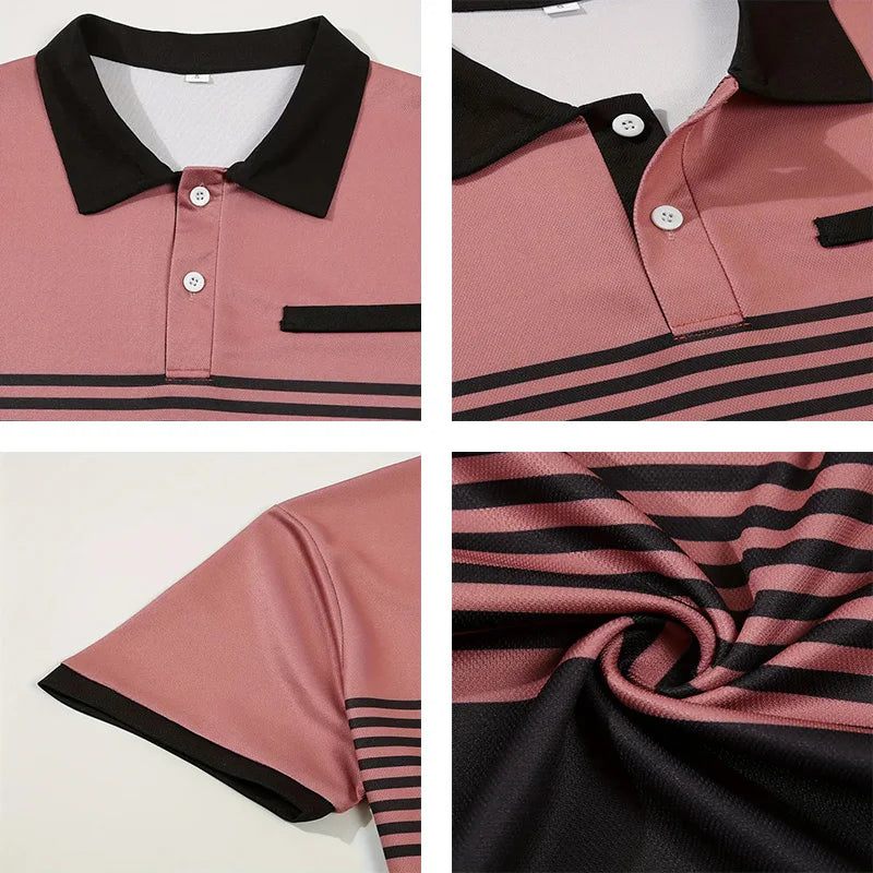 Summer Men's Short sleeved Polo Shirt Business Casual Collar T-shirt Plus Size Breathable Top European and American Plus size