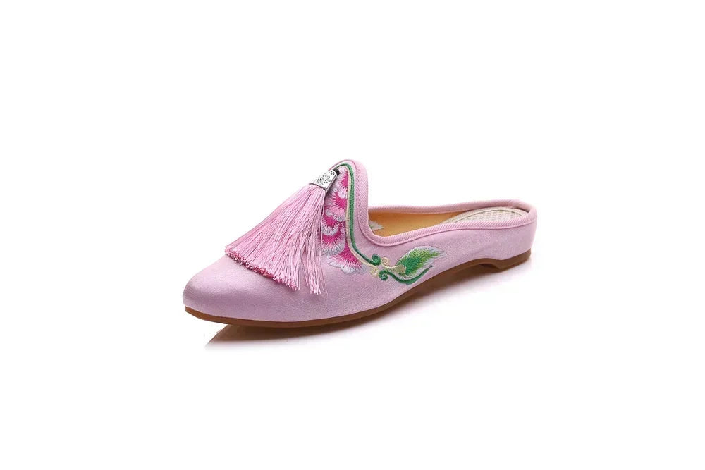 Summer Harajuku Chinese Style Women's Slippers Casual Vintage Embroidery Women Shoes Ethnic Style Fashion Streetwear Sandales