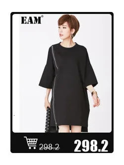 EAM High Waist Two Ways Wear Black Wide Leg Long Pants New Loose Fit Trousers Women Fashion Tide Autumn Spring 2025 1DF3635