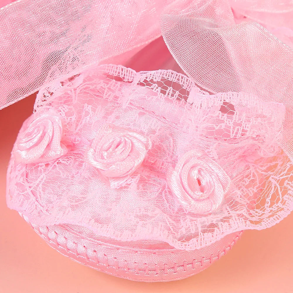 Newborn Princess Soft Sole First Walkers Infant Girls Lace Anti-slip Shoes for Party Wedding Toddler Crib Cotton Prewalker 0-18M