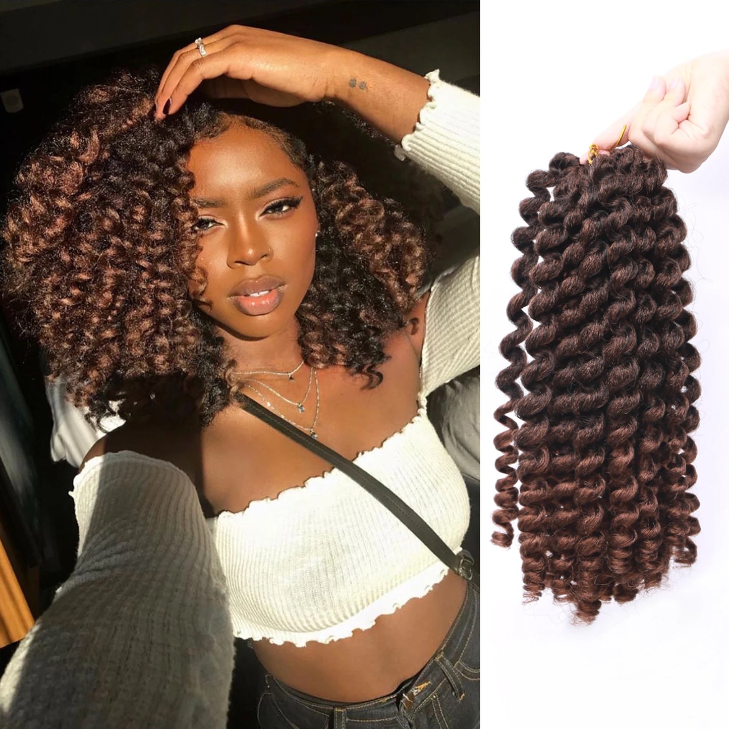 Synthetic Ombre Jumpy Wand Curl Crochet Braids Jamaican Bounce For Africa Braiding Hair Extensions Pre-Twisted For Black Women