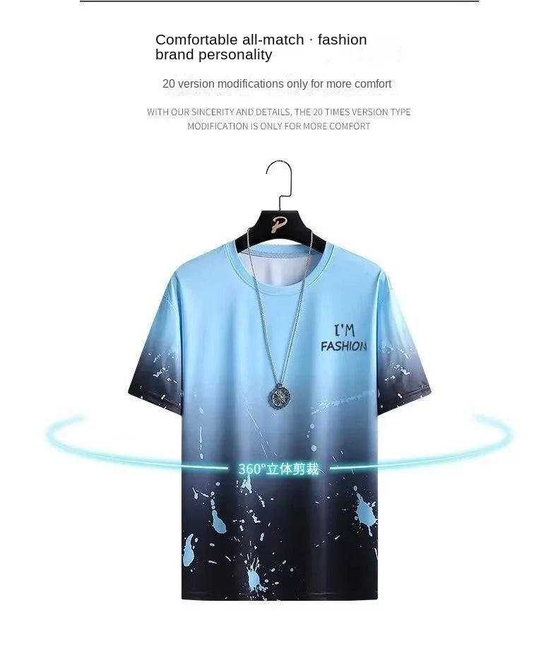 Summer Casual Set for men Suit Men's Thin Quick Drying Round Neck Short Sleeved T-shirt Youth Home Wear Sports Two-piece Set