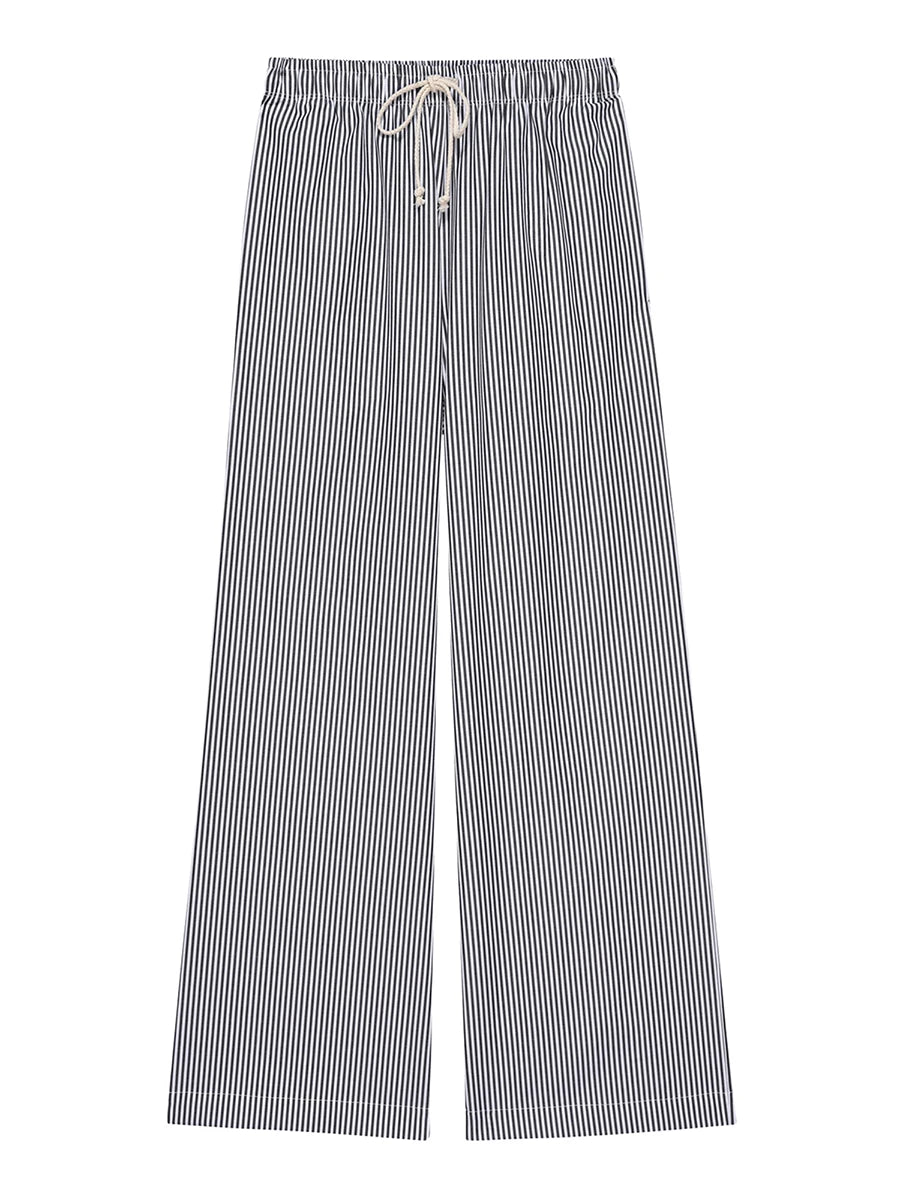 Combhasaki Women Y2K Aesthetic Wide-Leg Pants Stripe Drawstring High Elastic Waist Trousers Spring Fall Retro Sweatpants Bottoms