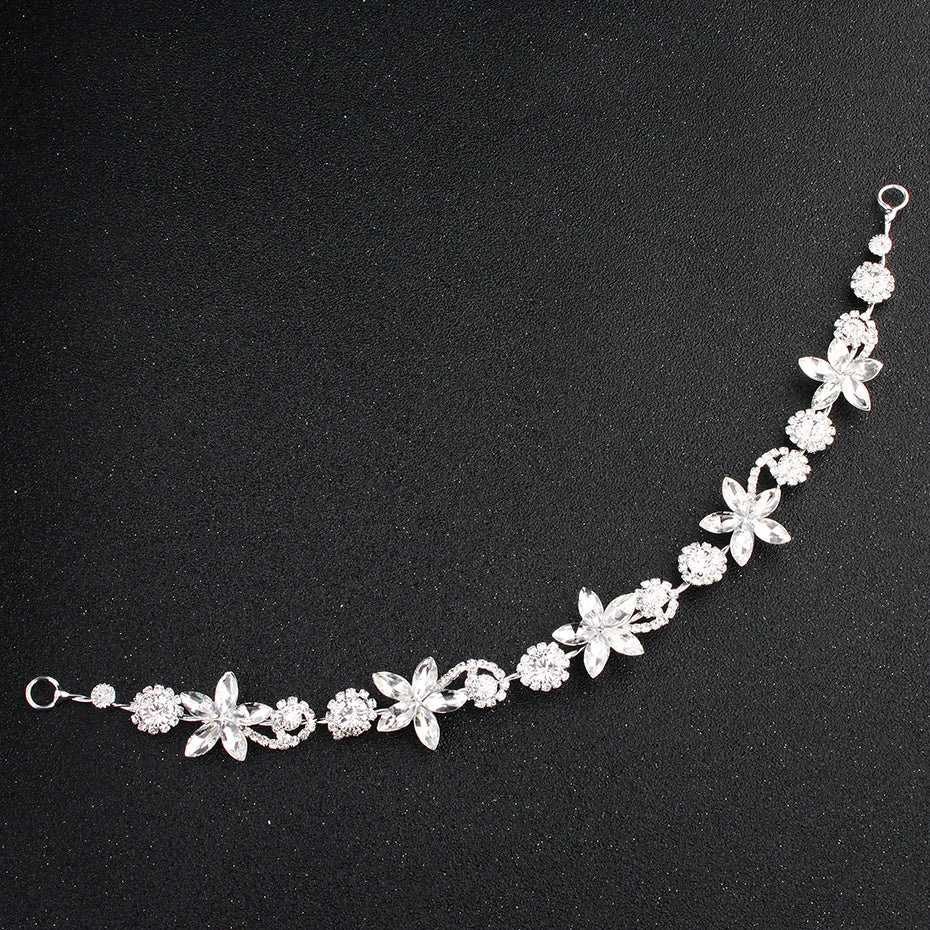 Bridal Wedding Hair Accessories Crystal Flower Pearl Headband for Women Hair Jewelry Party Bride Headpiece Bridesmaid Gift