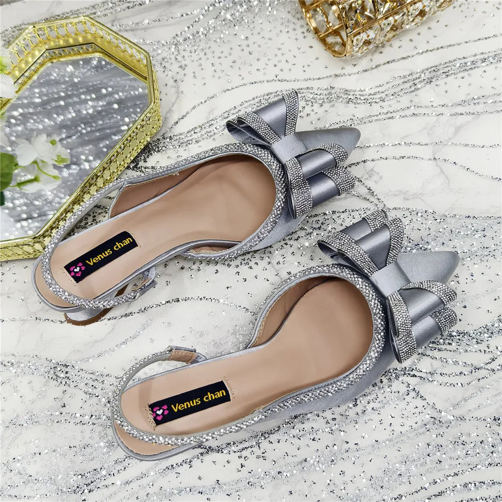 Med Heel Shoes for Women Hollowed Out Embroidery Rhinestone Italian Design Olive-green Color Pointed-Toe Shoes and Bags Set