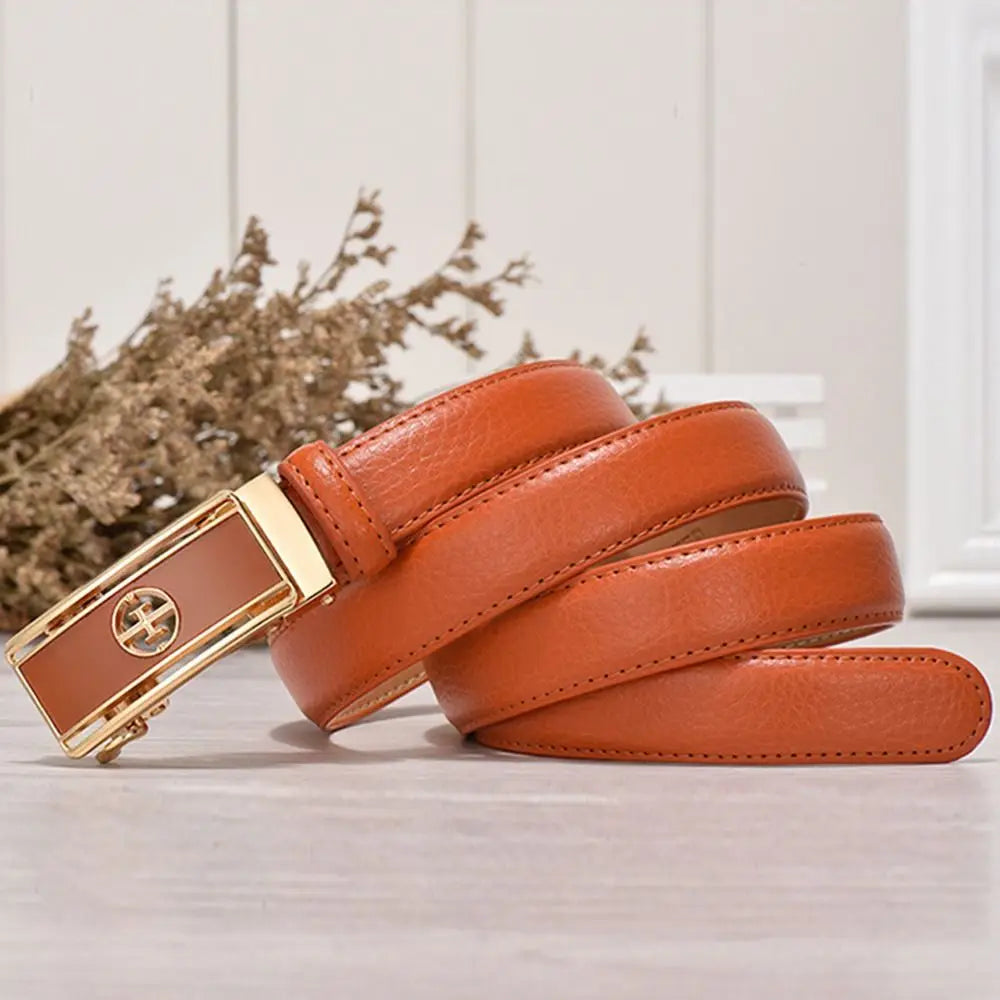 Casual Elegant Luxury Famous Designer Genuine Leather Belt Ladies Dress Belts Pants Bands Automatic Buckle Waistband
