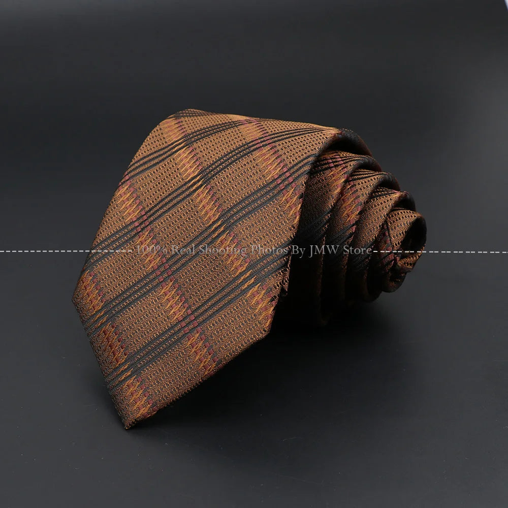 New Design Wedding Men Tie Brown Solid Striped Paisley Flower Neckties Men Business Dropshipping Groom Collar Accessories Gift