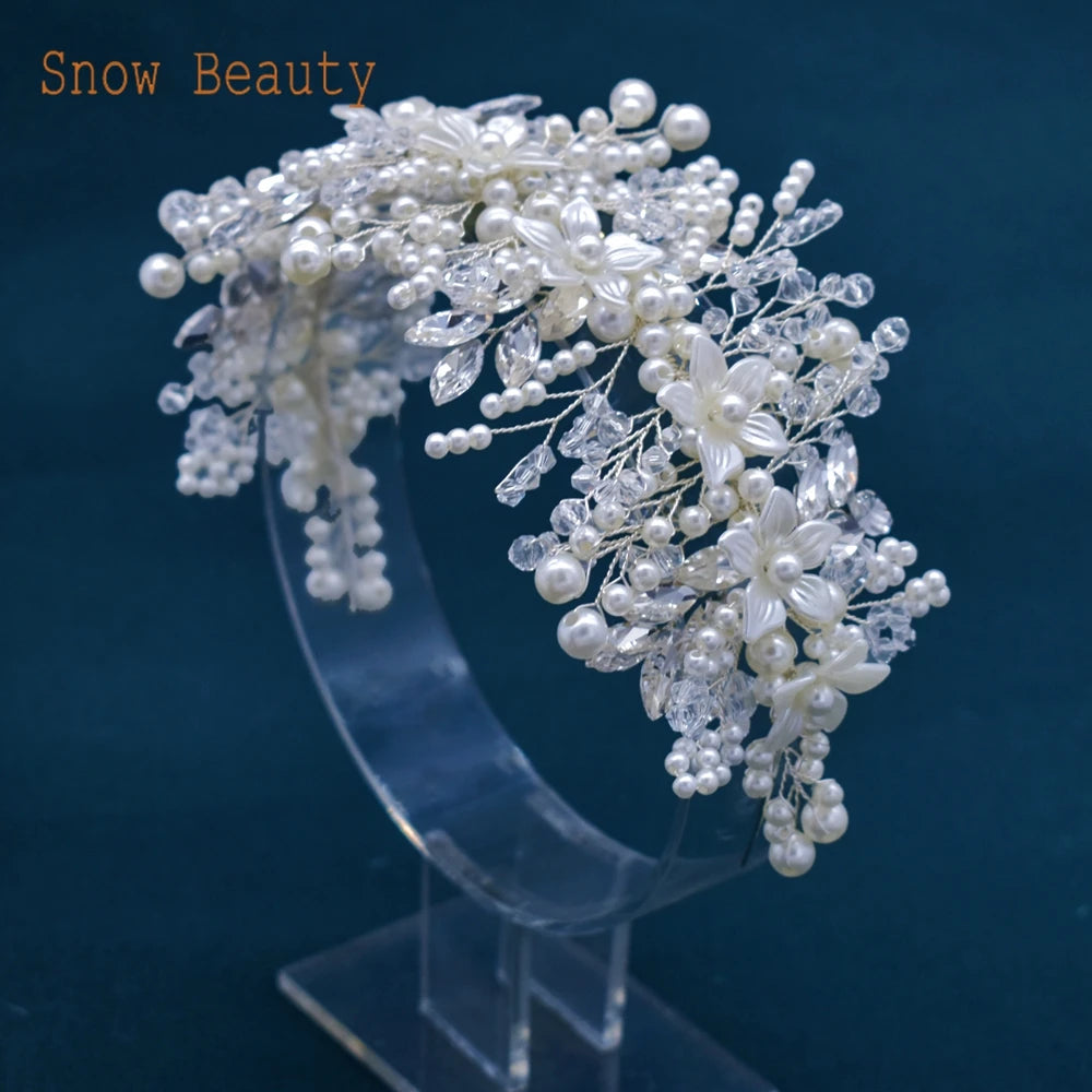 DZ023 Fashion Wedding Headpiece Crystal Pearl Hair Piece 2022 Bridal Tiara Dinner Party Headdress For Women Bride Headwear