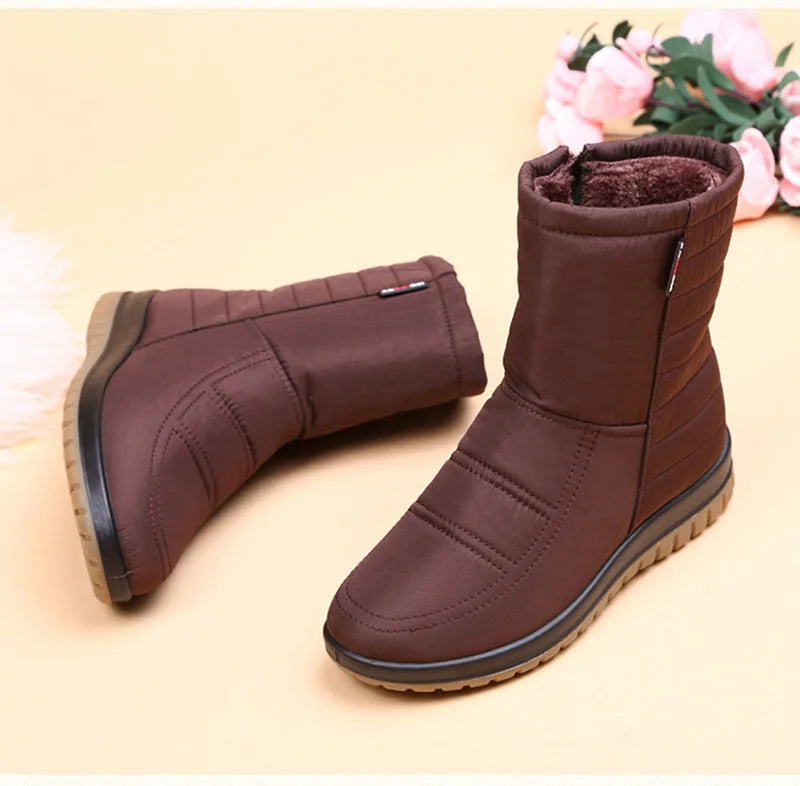 Waterproof Snow Boots Women Winter Shoes Non-slip Cold Winter Women Ankle Boots Non-slip Ladies Cotton Shoes Big Size 42 DX036