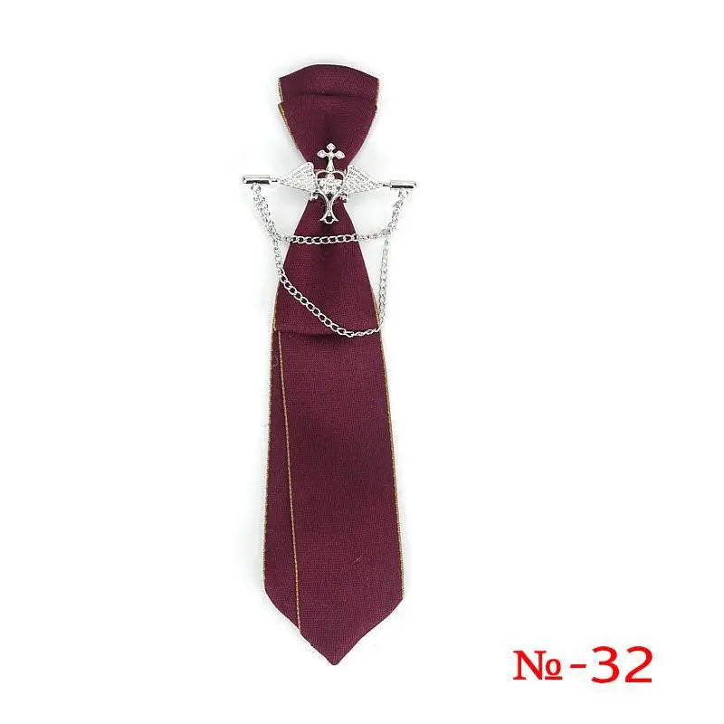 Retro Fabric Ribbon Rhinestone Black Bow Tie Collar Bowkont Cravat School Girl Boys Gifts for Women Clothing Jewelry Accessories