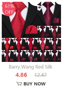 Barry.Wang Gold Silk Mens Tie Hanky Cufflinks Set Yellow Beige Orange Luxury Jacquard Necktie For Male Wedding Business Party