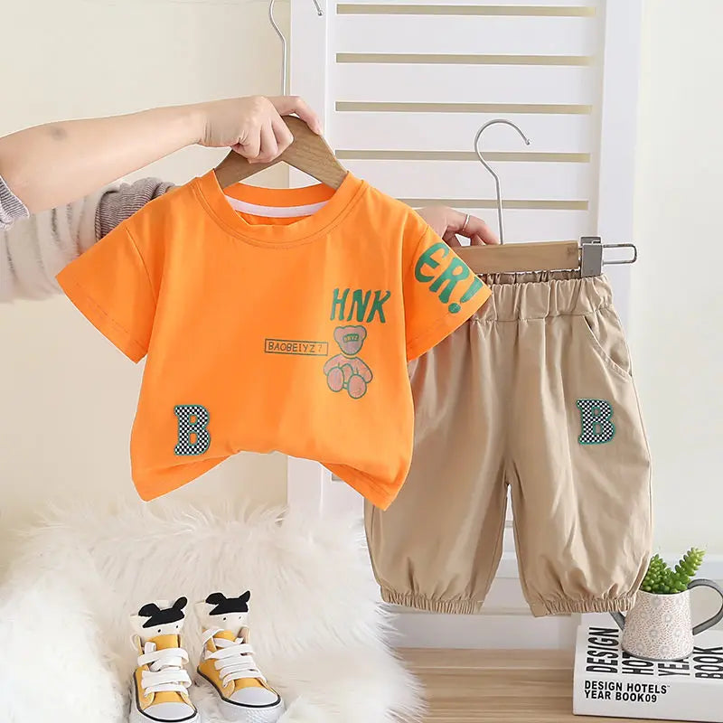 Summer Clothing Children Baby Girls Boys Clothes Short Sleeve Suit PrinteT Shirt Pants 2Pcs/Set Kid Leisure Costume 0-5 Years