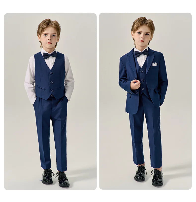 Prince Kids Green Jakcet Vest Pants Bowtie Piano Party Dress Boys Wedding Ceremony Photograph Suit Children Performance Costume
