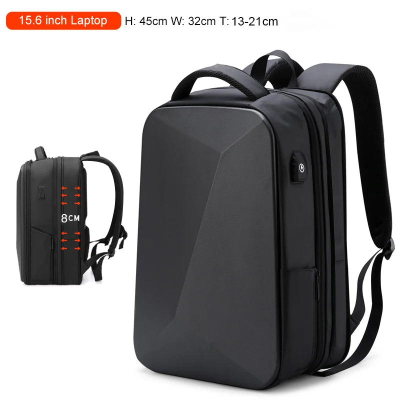 Swiss Men‘s 15.6 Inch Laptop Backpack Expandable PC Hard Shell Bag TSA Anti-theft Waterproof Backpacks USB Business Travel Bag