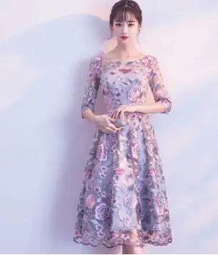 DongCMY New Short Formal Dresses Flowers Vestidos de Noche Bride Elegant Women's Party Dress