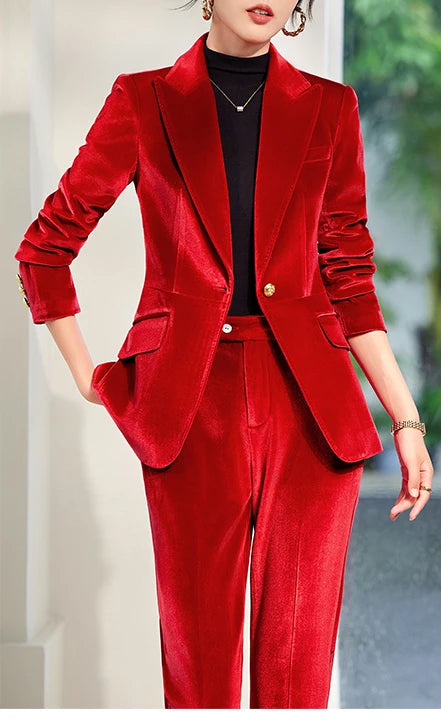 Yitimuceng 2025 New Fashion Office Women Two Piece Set of Fashionable Slim Fit Single Button Long Sleeved Women Long Pants Set
