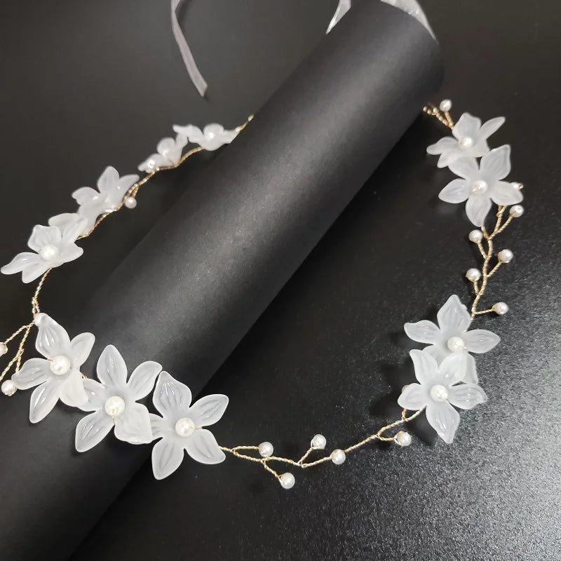 Bridal Bridesmaid Flower Girls Diamante Crystal Pearl Headband Rhinestone Wedding Prom Tiara Women Hair Accessories