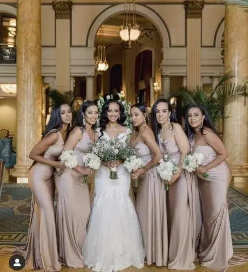 Purple Blue Pink Bridesmaid Dresses Women For Wedding Satin One Shoulder Sexy Mermaid Vestidos Para Bodas Mujer Invitada Chic