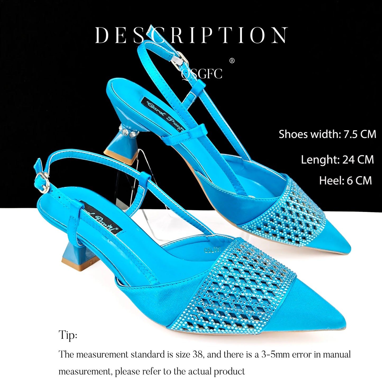 Newest Elegant Mature Style Black Color Party Wedding High Heel Pointed Toe Women Shoes and Bag full of Sequins Decoration