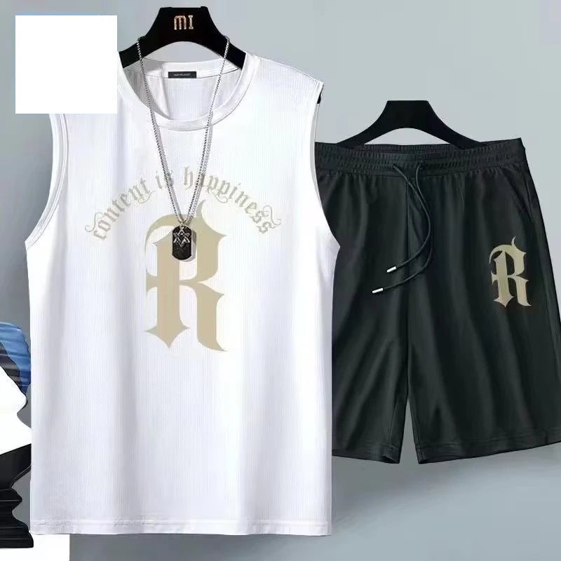 2024 Summer Men Clothing Basketball shorts quick drying pants Gym Short Sleeve T-shirt Shorts Set Tracksuits Men Casual Joggers