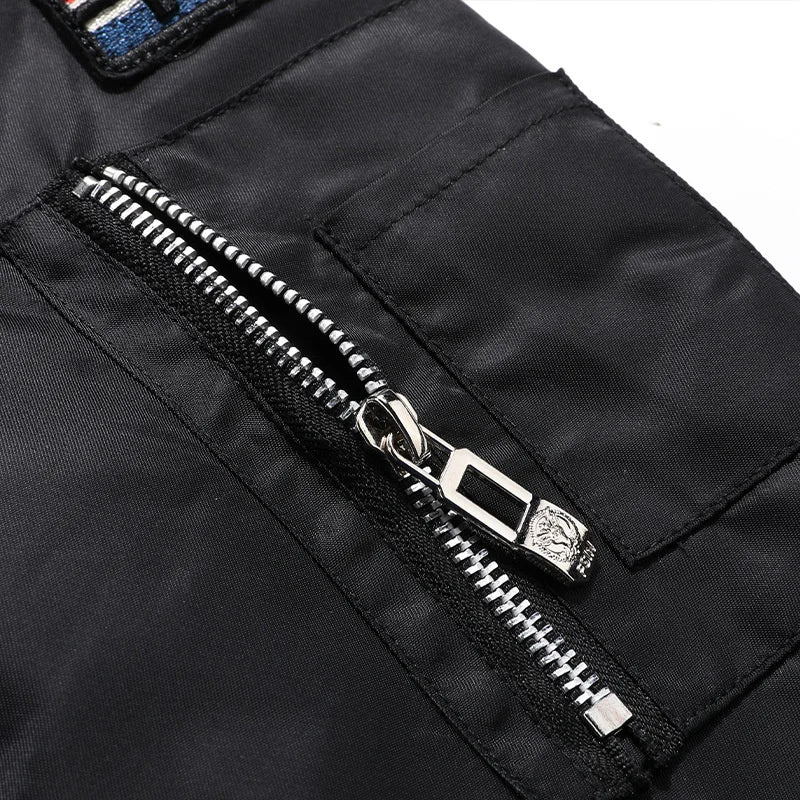 Men's Winter Warm, Hooded Jacket with Raw Edge, Lined Aviator Jacket, Embroidered Badge Design, Windproof and Waterproof Jacket