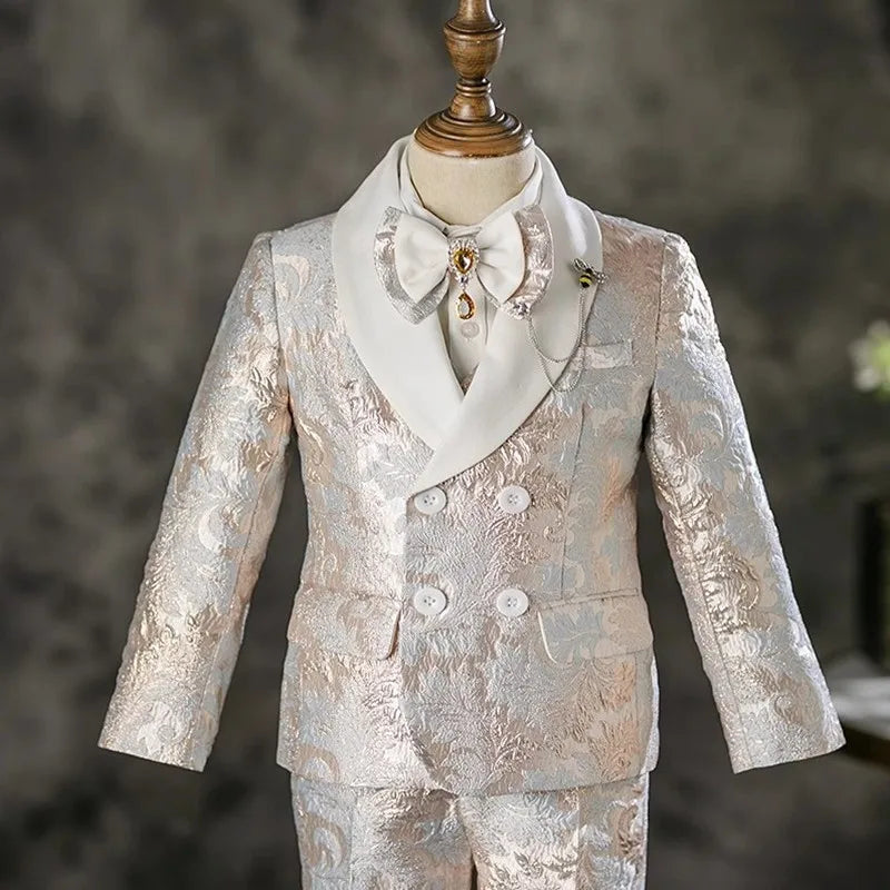 6PCS Children's Costume Sets New Handmade Flower Boy Host Piano Performance Blazer Traje De Niño Para Boda Boys Suits A4439