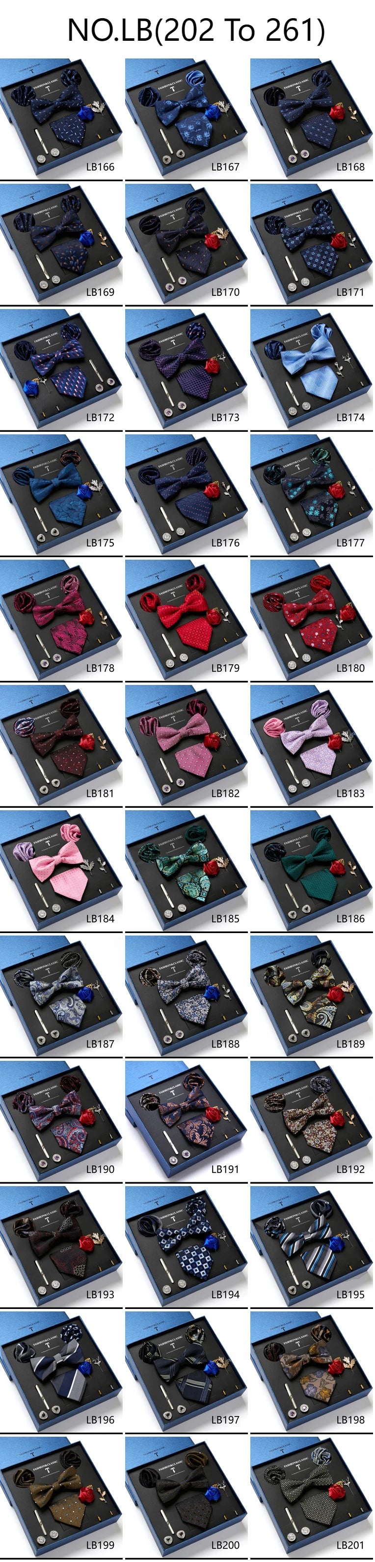 Men's Tie Set Luxury Gift Box Silk Tie Necktie Set 8pcs Inside Packing Festive Present Cravat Pocket Squares Holiday Gift Men