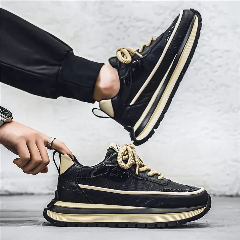 Casual Sneaker Loafers Men's Sneakers Male Sneakers Thick Bottom Shoes for Men Sports and Leisure Soft and Comfortable Non-Slip