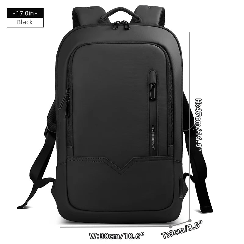 HK Business Slim Backpack For Men Water Resistant 15.6 inch Laptop Bag With USB Charger Light Weight Travel Bag for Work Office