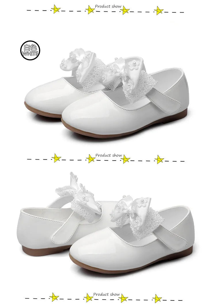 Baby Girls Shoes Kids Wedding Party Shoes Little Girls Patent Leather Shoes Flower Princess Shoes for Dance Red White Black