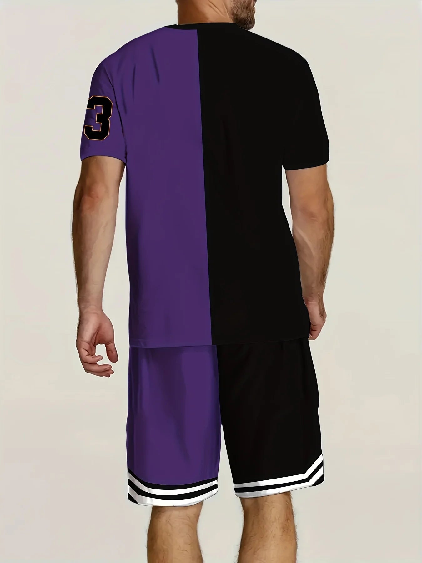 Men's Summer Fashion 2-Piece Set: Chicago Printed T-Shirt & Shorts - Casual Polyester Blend, Machine Washable