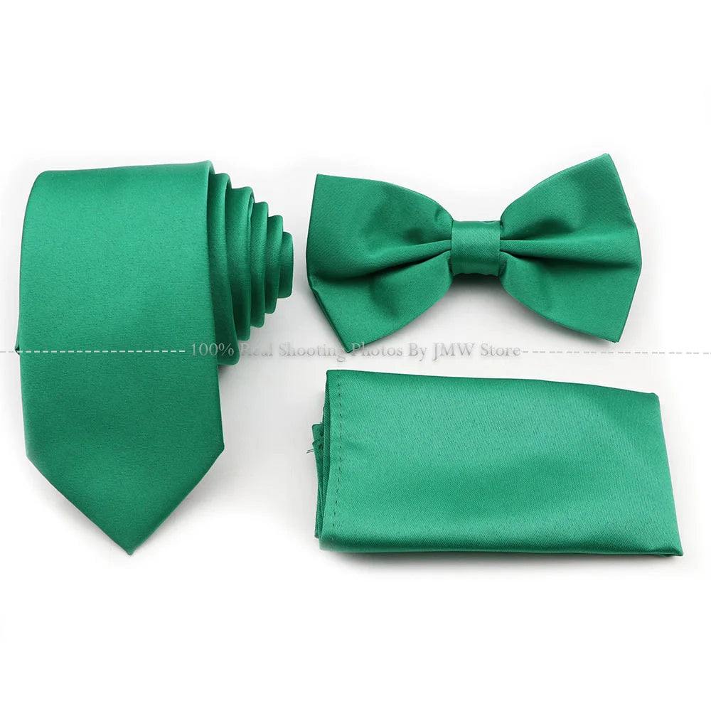 Hot Sale Purple Pink Sage Green Tie Set Polyester Necktie Bowtie Cufflink Brooch For Groom Suit Wedding Cravat Shirt Accessory