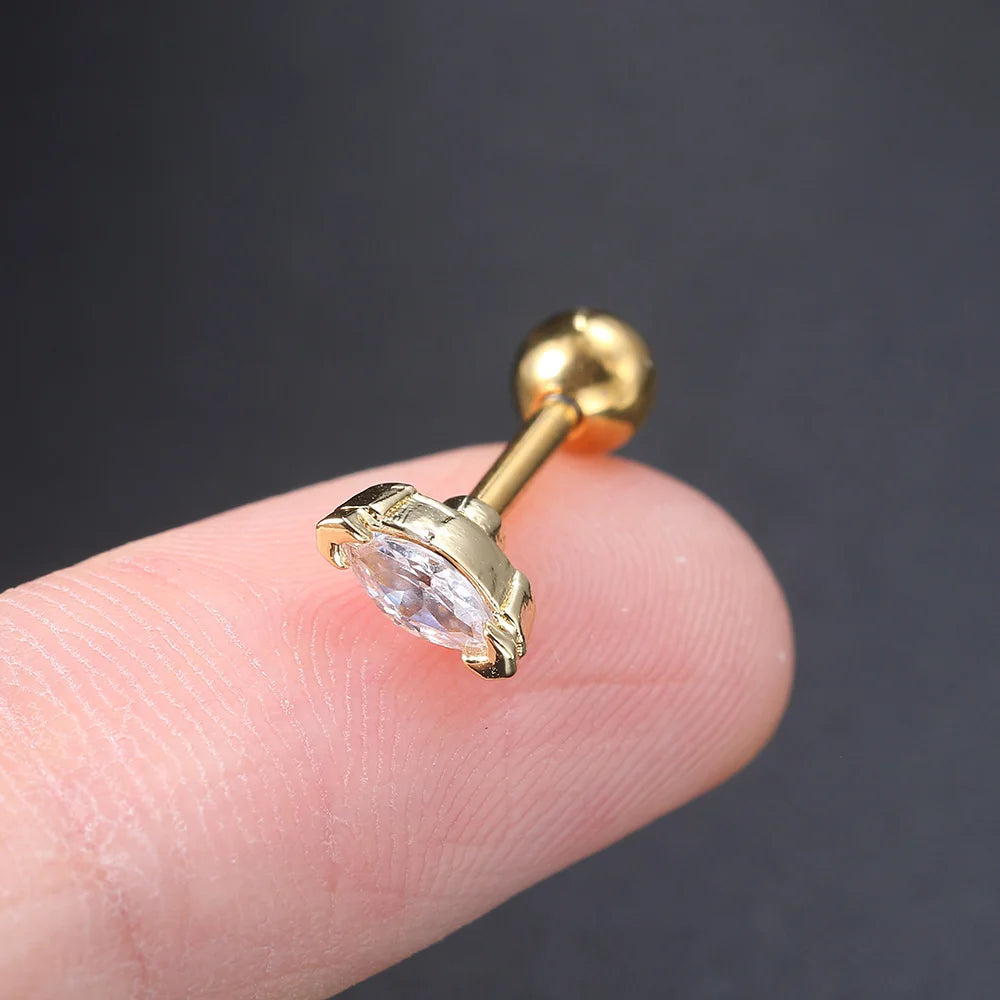 1PC Septum Conch Tragus Piercing Earrings for Women Crown Star Zircon Gold Color Helix Daith Lobe Cartilage Piercing Ear Jewelry