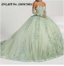 EVLAST Customized Pink Quinceanera Dress Ball Gown 3D Floral Applique Beading Tiered Corset Sweet 16 Vestidos De XV 15 Anos SQ88