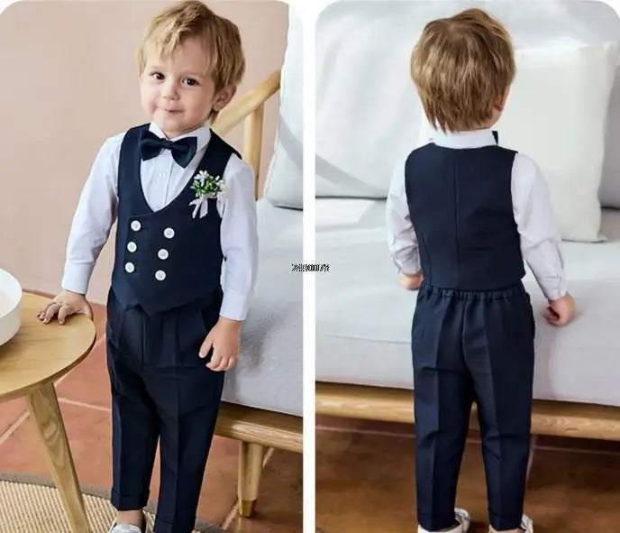 Newborn Baby Boys 1 Year Birthday Suit Kids Formal Photograph Suit Children Wedding Dress Child Performance Party Dance Costume