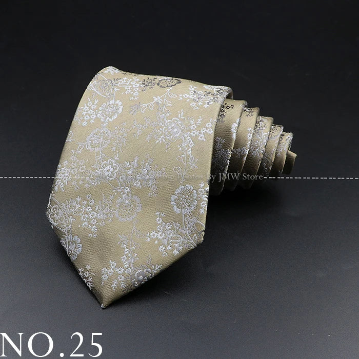 New Design Wedding Men Tie Brown Solid Striped Paisley Flower Neckties Men Business Dropshipping Groom Collar Accessories Gift