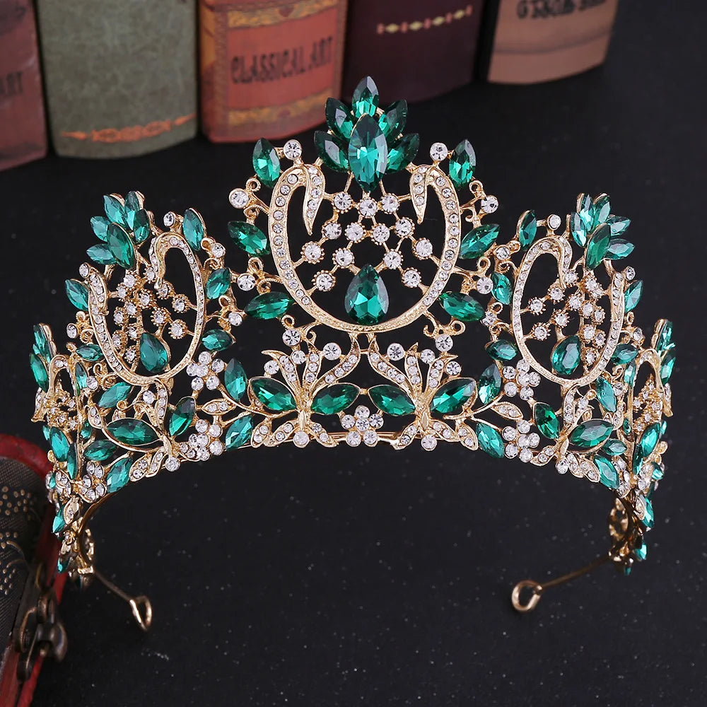 Baroque Luxury Crystal Rhinestone Tiaras and Crowns For Women Bride Vintage Prom Diadem Bridal Wedding Hair Accessories Jewelry
