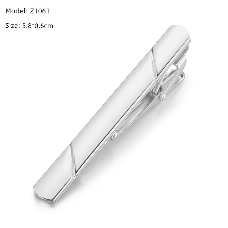 Tie Clip Male Minimalist Silver Fashion Formal Wear All-Match Tie Clip Sub Neckline Clip Laser Sculpture Laser Company Logo