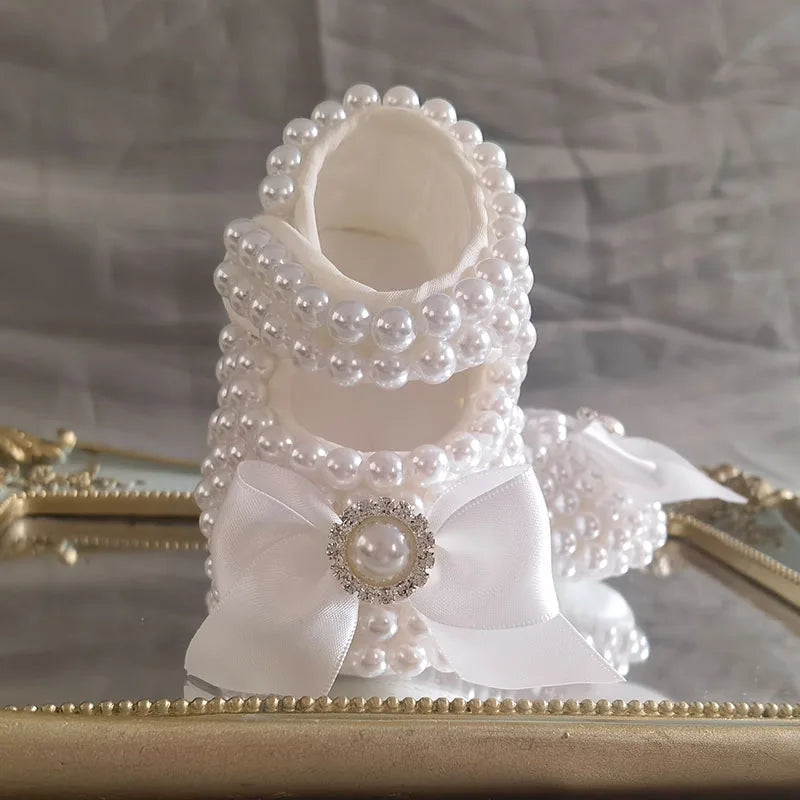 Dollbling Baby Shoes Baby Girl Shoes Wedding Party Photography First Walker Sewing Pearls