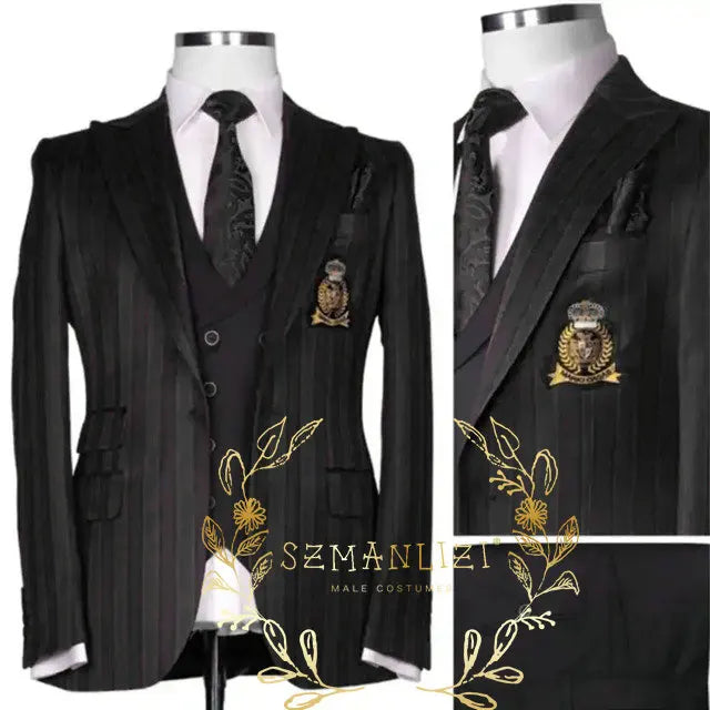 Latest Design Black White Dots Mens Suits For Wedding Shawl Lapel Groom Tuxedos Slim Fit Terno Masculino Prom Party 3 Pieces Set