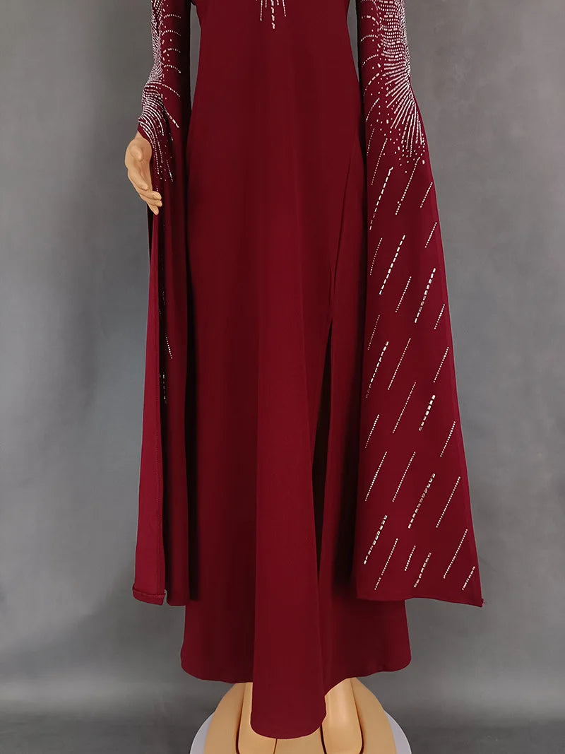 African Women Light Luxury Senior Sense Evening Dress Dubai Muslim High Quality Fashion Sequins Maxi Dresses Elegant Slim Abayas
